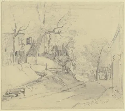 Weg durch das Dorf Mammolshain by Якоб Фюрхтегот Дильман, 1845 — digital art print download