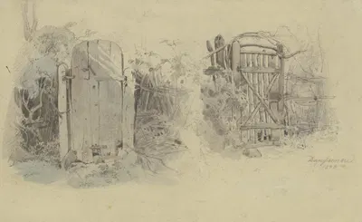 Zwei Gartentore in Dausenau by Якоб Фюрхтегот Дильман, 1838 — digital art print download