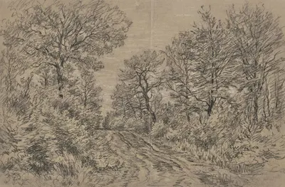 Waldpartie mit einem Fahrweg by Якоб Маурер — digital art print download