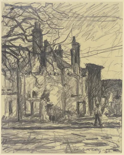 Zerschossene Straße in Corbeny by Якоб Нуссбаум, 1916 — digital art print download