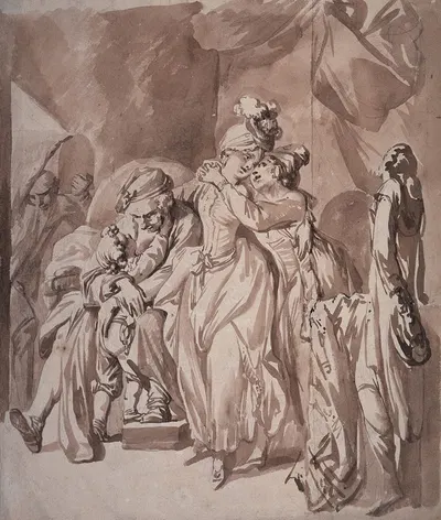 Der Besuch bei den Großeltern by Johann Eleazar Schenau, 1765 – 1775 — digital art print download