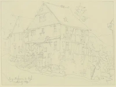 Häuserzeile in Berg Nassau an der Lahn by Иоганн Фридрих Хофф, 1859 — digital art print download
