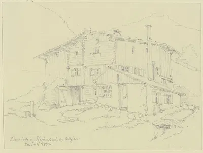 Schmiede in Tiefenbach im Allgäu by Иоганн Фридрих Хофф, 1870 — digital art print download