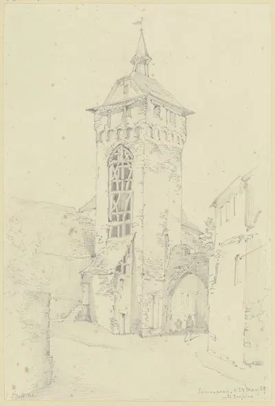 Wehrturm und Wiesbadener Tor in Sonnenberg by Иоганн Фридрих Хофф, 1859 — digital art print download