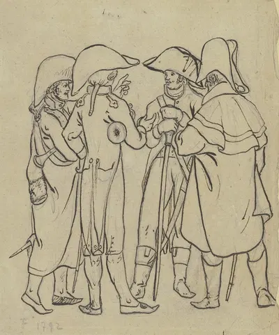 Straßentypen aus Frankfurt, meist Soldaten by Иоганн Фридрих Морганштерн, 1792 — digital art print download