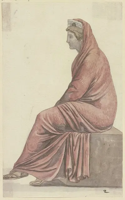 Roma; Sitzende Frau mit Stadtkrone by Johann Georg Schütz — digital art print download