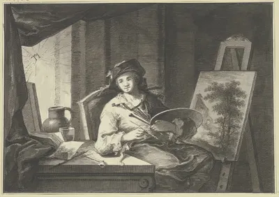 Ein Maler in seinem Atelier by Иоганн Георг Траутман — digital art print download