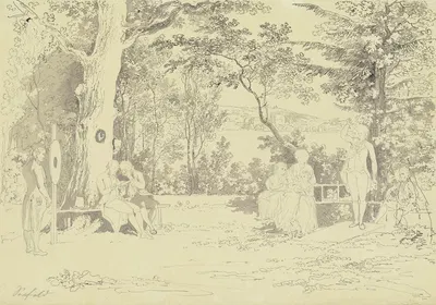 Spielende Gesellschaft im Park by Иоганн Георг фон Диллис — digital art print download