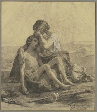 Hagar and Ishmael by Johann Heinrich Hasselhorst — digital art print download