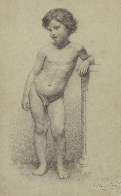 Knabenakt, ganze Figur von vorne by Иоганн Генрих Хассельхорст, 1856 — digital art print download