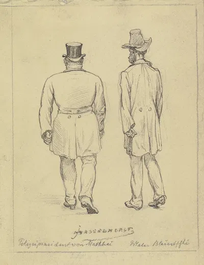 Polizeipräsident von Matthei und Maler Bluntschli auf der Straße by Иоганн Генрих Хассельхорст — digital art print download