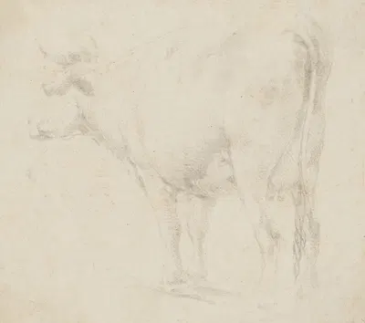 Standing cow to the left by Иоганн Генрих Роос — digital art print download