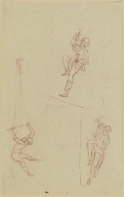 Studienblatt; Zwei hängende und eine liegende Figur by Johann Heinrich Tischbein the elder — digital art print download