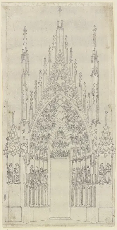 Das nördliche Seitenportal der Westfassade des Straßburger Münsters. by Johann Jakob Arhardt — digital art print download