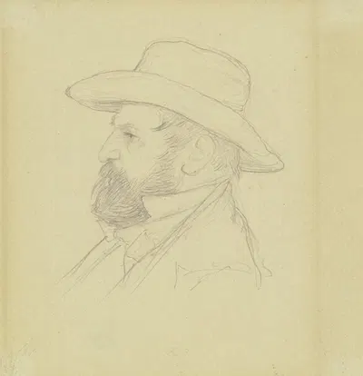 Bildnis eines Mannes mit Hut im Profil nach links by Johann Jakob Hoff — digital art print download
