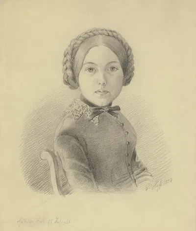 Bildnis Mathilde Hoff, Schwester des Künstlers by Johann Jakob Hoff, 1854 — digital art print download