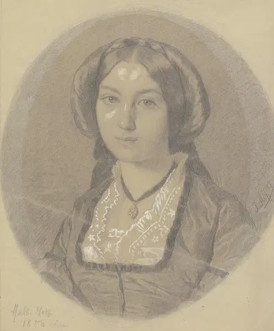 Bildnis Mathilde Hoff, Schwester des Künstlers by Johann Jakob Hoff, 1856 — digital art print download