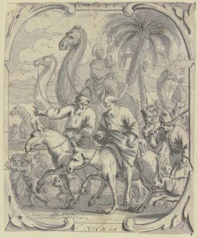 Der Auszug Abrahams und Lots aus Haran by Johann Jakob von Sandrart — digital art print download