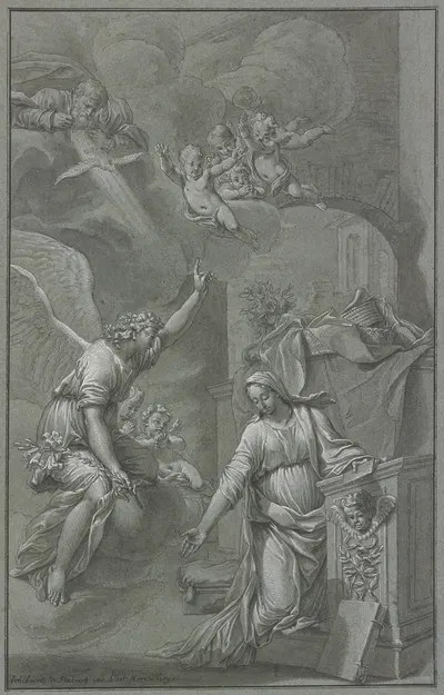 The Annunciation by Johann Jakob von Sandrart — digital art print download