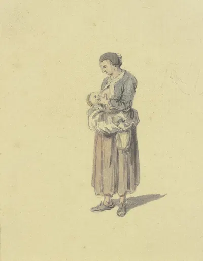 Breast-feeding woman by Иоганн Людвиг Аберли — digital art print download