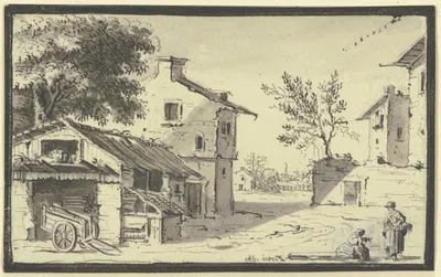 Straße in einem Dorf by Иоганн Людвиг Аберли, 1744 — digital art print download