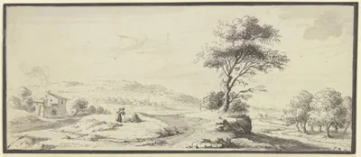 Weite Landschaft mit Bäumen by Иоганн Людвиг Аберли, 1744 — digital art print download