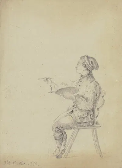 Junger Maler auf einem Bauernstuhl by Johann Ludwig Ernst Morgenstern, 1770 — digital art print download