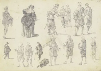 16 figure studies by Иоганн Людвиг Эрнст Морганштерн — digital art print download