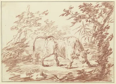 Wütender Faselochse in einem Gebüsch by Johann Ludwig von Pfeiff — digital art print download