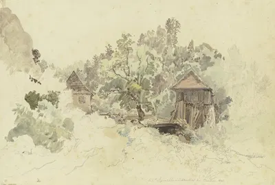 Sägemühle in Lichtental bei Baden by Иоганн Непомук Раух, 1840 — digital art print download
