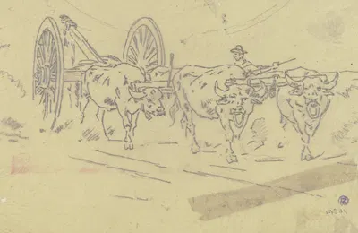 Yoke of oxen by Иоганн Непомук Раух — digital art print download