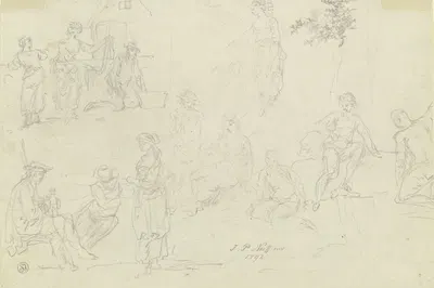 Skizzenhafte Figurenstudien by Иоганн Петер Ниф, 1792 — digital art print download