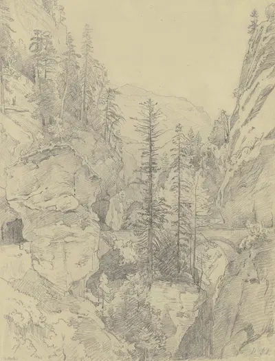 Section at the Via Mala by Иоганн Вильгельм Ширмер — digital art print download