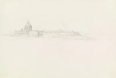 St. Peter, Vatikan und Belvedere in Rom by Иоганн Вильгельм Ширмер — digital art print download