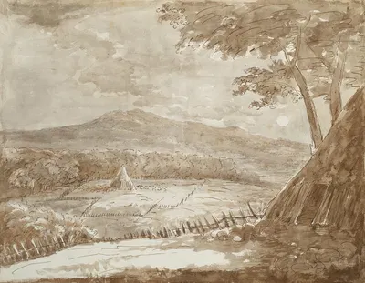 Gebirgslandschaft mit Heupyramiden im Mondschein by Иоганн Вольфганг фон Гёте, 1787 — digital art print download