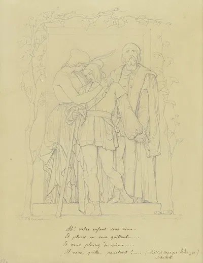 Abschied eines Sohnes von seinen Eltern by Johannes Thomas — digital art print download