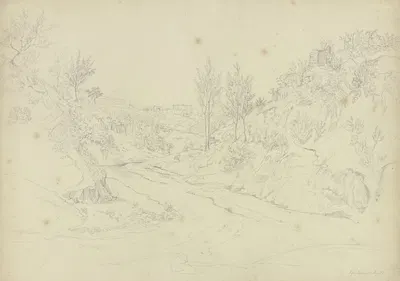 Landscape on Ischia by Johannes Thomas, 1823 — digital art print download