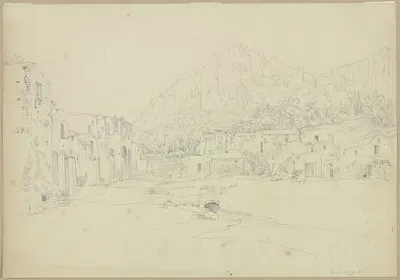 Square in Capri by Johannes Thomas, 1823 — digital art print download