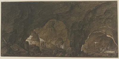 Nächtliche Szene in zwei Grotten mit antiken Sarkophagen by Йонас Умбах — digital art print download