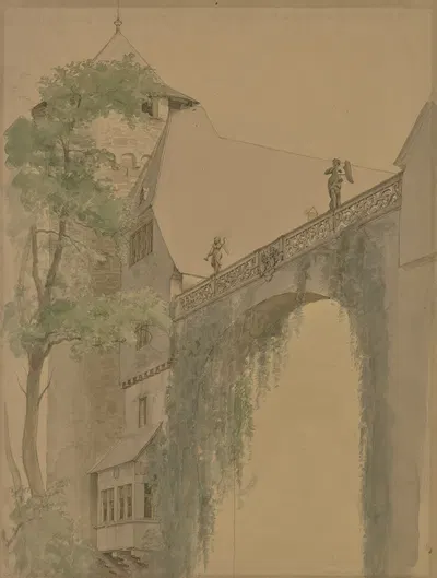 Detailansicht vom Hof des Schlosses Fürstenau im Odenwald by Йозеф Фердинанд Беккер — digital art print download