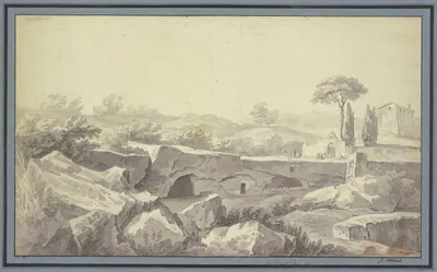 Etude faite sur la Route du Pont Salert a Rome by Клод-Жозеф Верне, 1758 — digital art print download