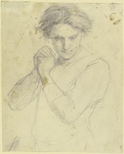 Junger Mann mit zusammengelegten Händen by Julius Hamel — digital art print download