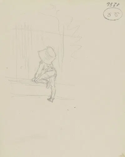 Kleiner Junge mit einem Eimer auf dem Kopf by Julius Hamel, 1876 — digital art print download