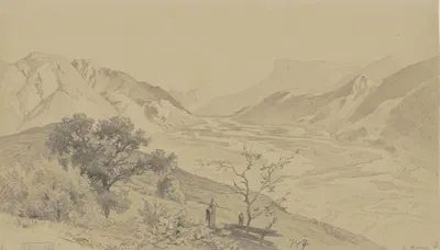 Weites Gebirgstal mit Flußläufen by Карл Фридрих Харвенг, 1868 — digital art print download
