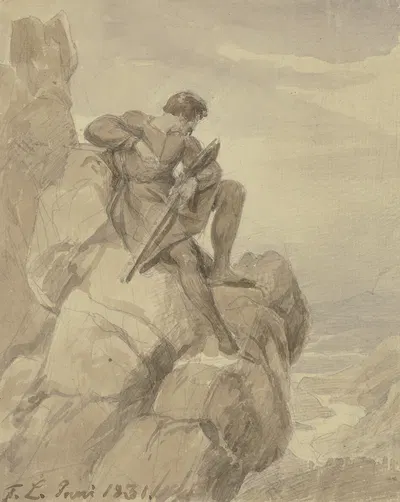 Jäger (Räuber) in den Bergen by Карл Фридрих Лессинг, 1831 — digital art print download
