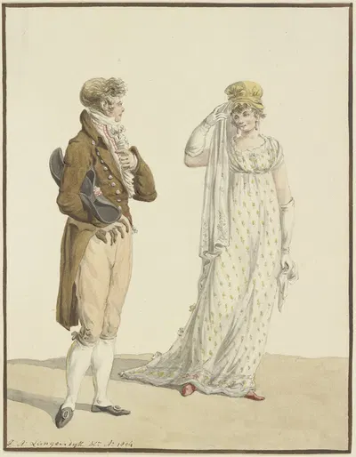 Ein Herr und eine Dame (Modebild) by Ян Антоний Лангендайк, 1804 — digital art print download