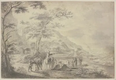 River landscape with figures by Jan Both — digital art print download