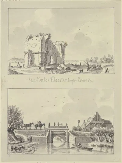 Ruine der Vinzentiuskapelle sowie eine Schleuse bei Emmerich by Jan de Beijer — digital art print download