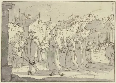 Auszug von Mönchen aus einer holländischen Stadt by Jan Luyken — digital art print download