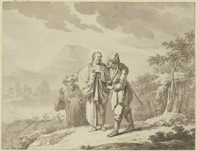 Christus und die Jünger auf dem Wege nach Emmaus by Jan Punt — digital art print download